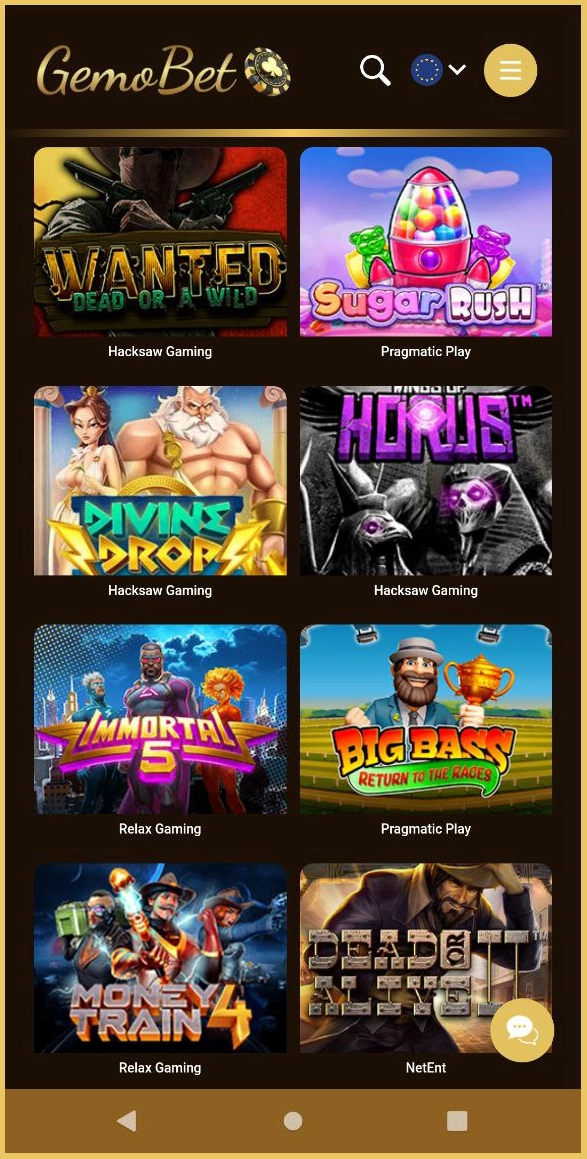 Alle verfügbaren Spielautomaten bei Gemobet aufgelistet